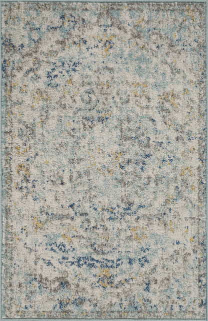 Olivia Traditional Ivory Cream/Teal/Yellow Area Rug