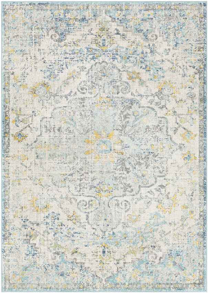 Olivia Traditional Ivory Cream/Teal/Yellow Area Rug