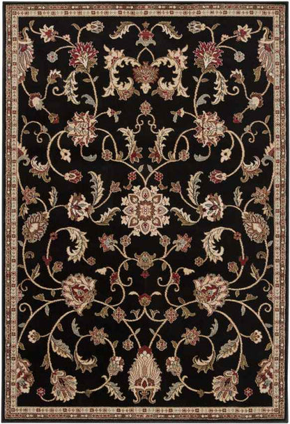 George Traditional Black Area Rug