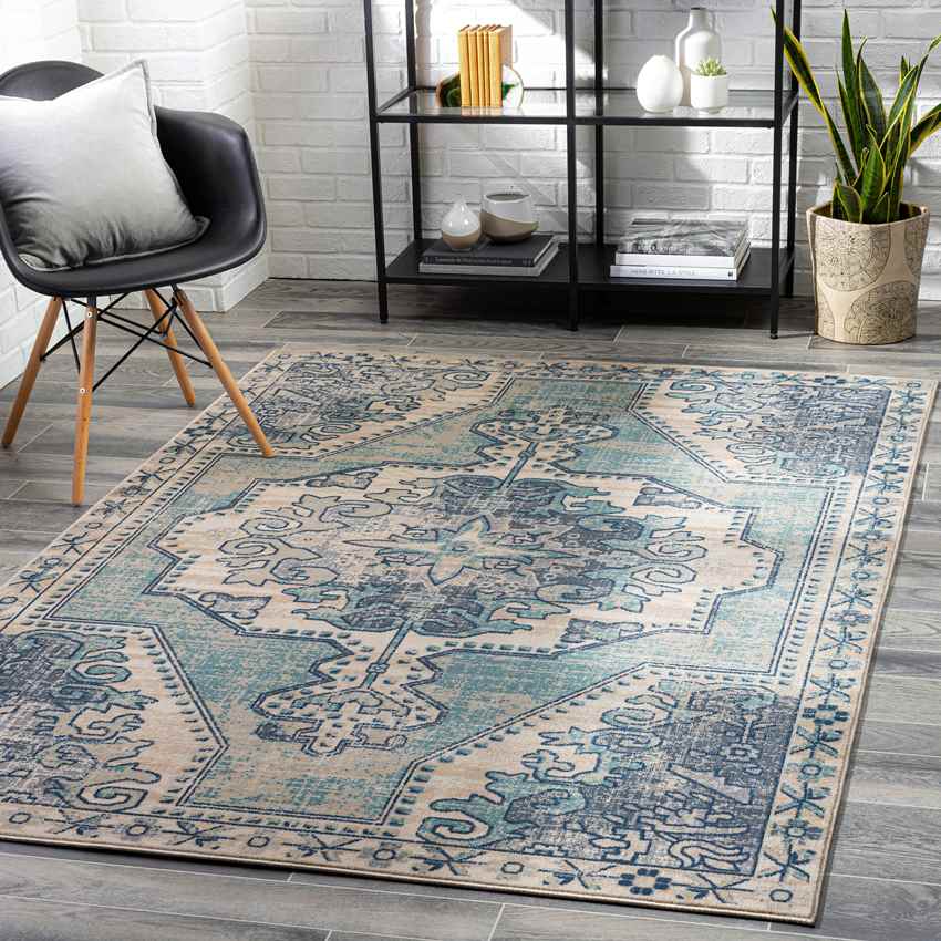 Henry Traditional Teal Area Rug