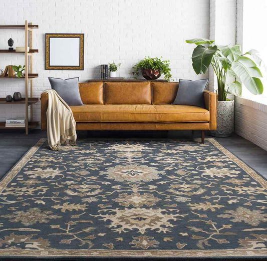 Ness Traditional Navy Area Rug