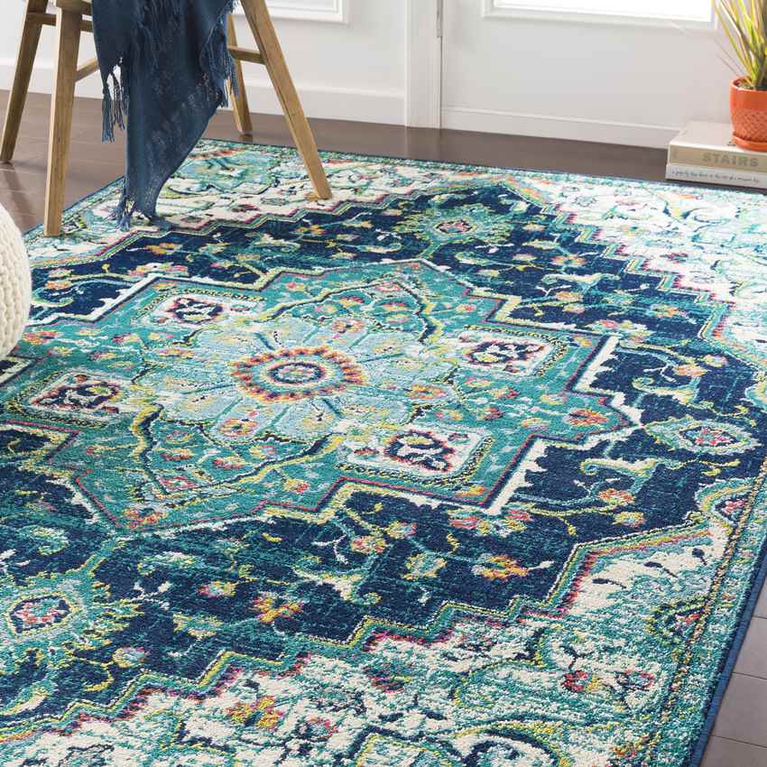 Metz Traditional Teal Area Rug