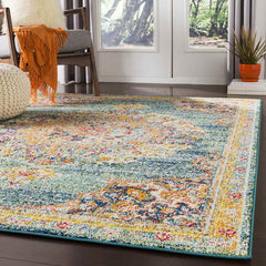 Puteaux Traditional Teal Area Rug
