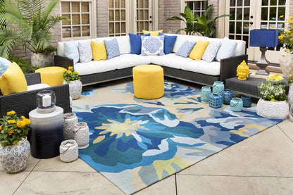 Wasquehal Cottage Bright Blue Area Rug