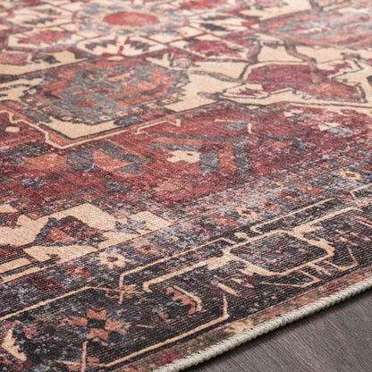 Rome Traditional Rust Washable Area Rug