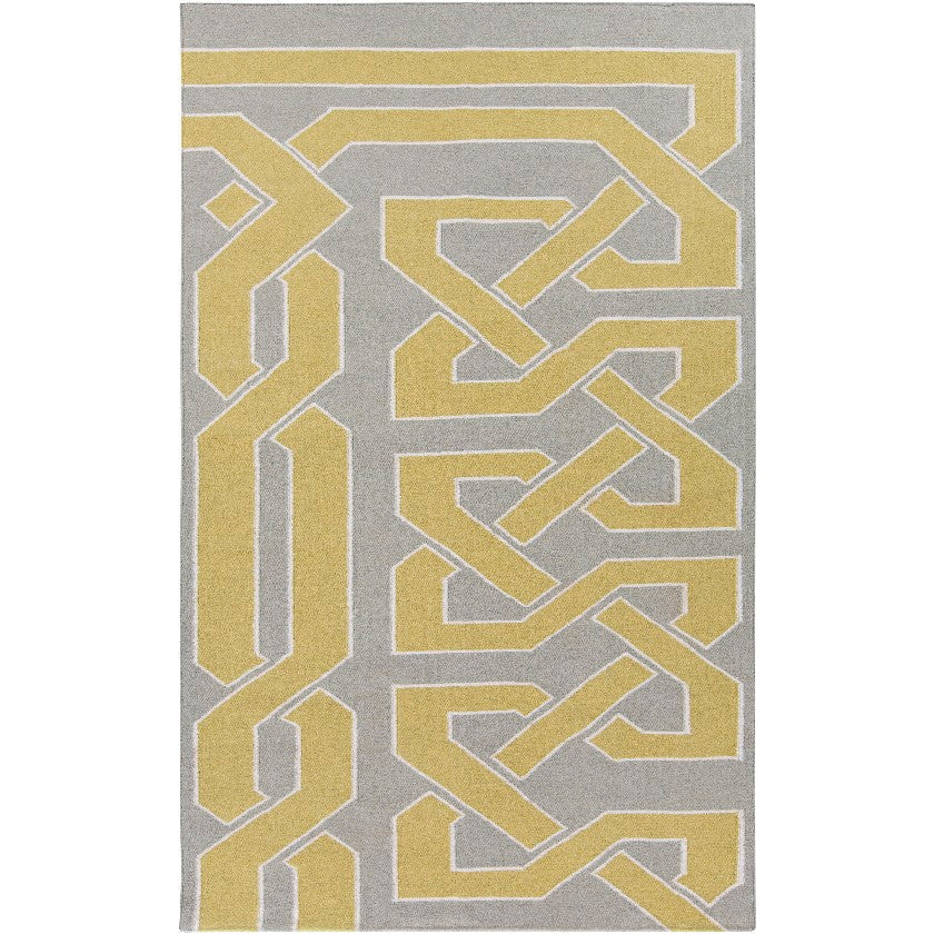 Akhiok Global Gray/Dark Yellow Area Rug