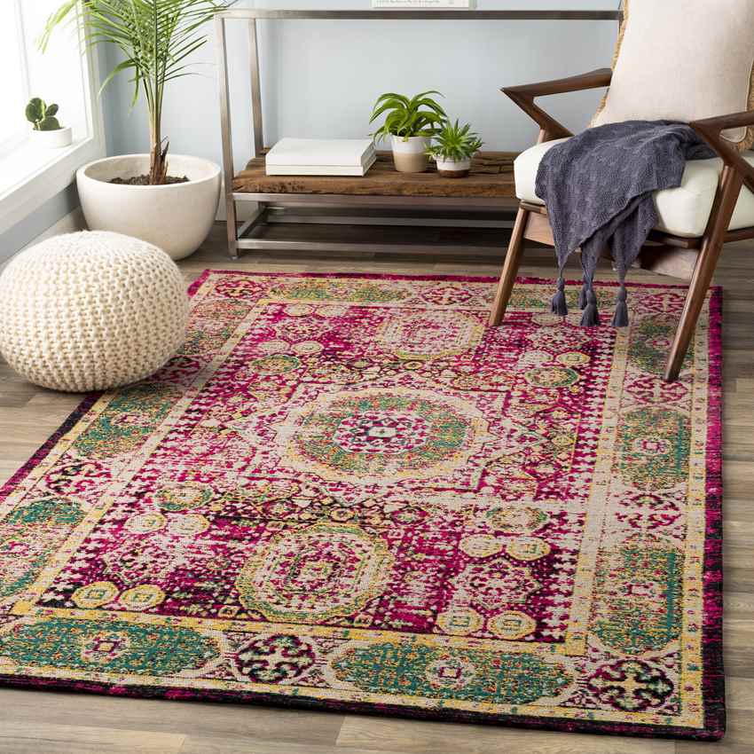 Pesaro Traditional Bright Pink/Saffron Area Rug