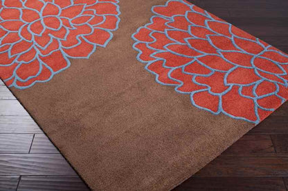 Aniak Modern Brown/Sky Red Area Rug