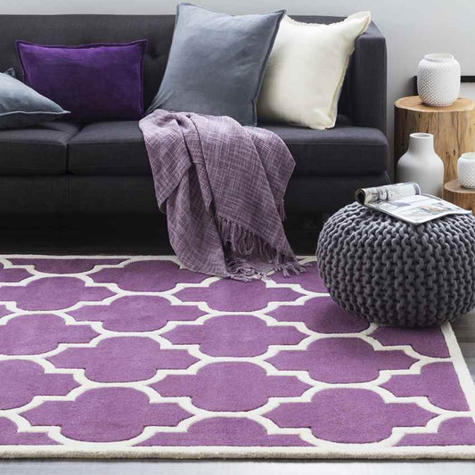 Azusa Modern Purple/Off-White Area Rug