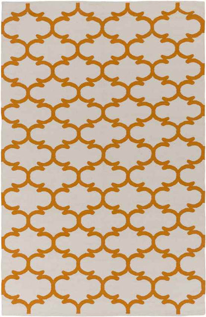 Zeumeren Modern Ivory/Orange Area Rug