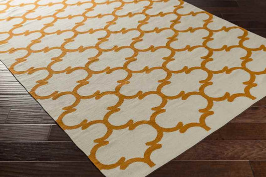 Zeumeren Modern Ivory/Orange Area Rug