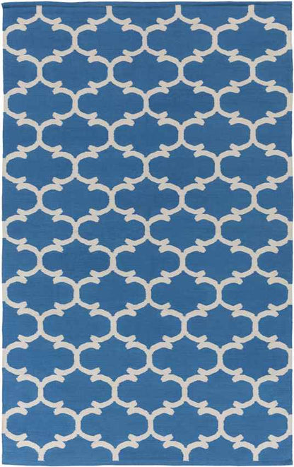 Zeumeren Modern Bright Blue/Ivory Area Rug
