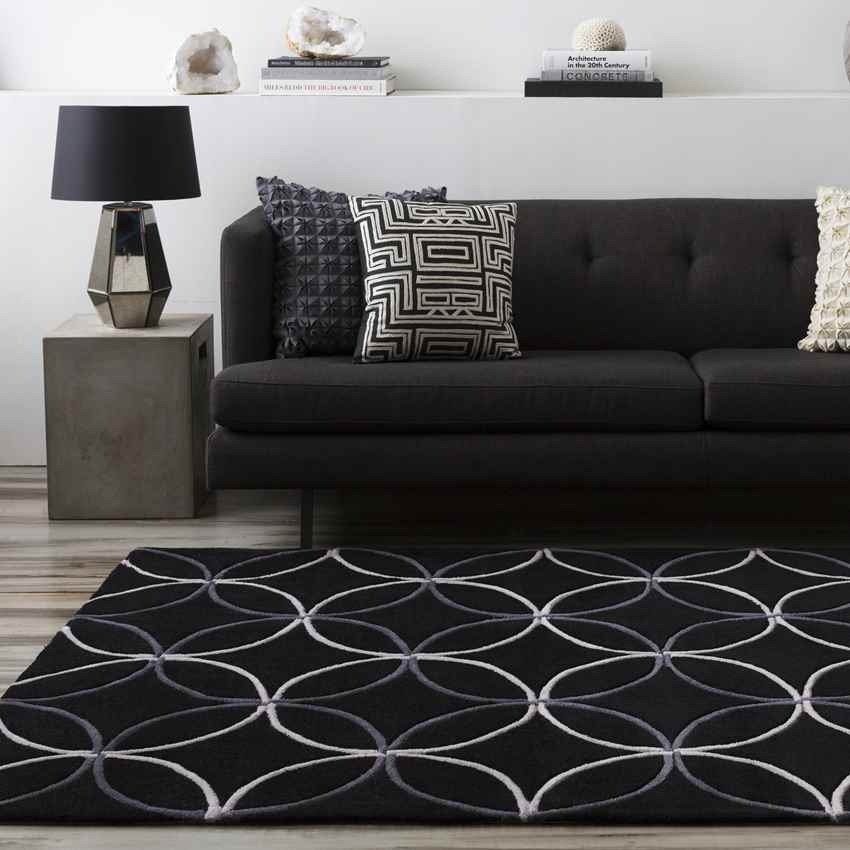 Vannes Modern Black/Charcoal Area Rug