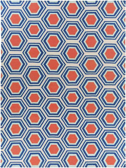 Dutton Modern Blue/Orange Area Rug