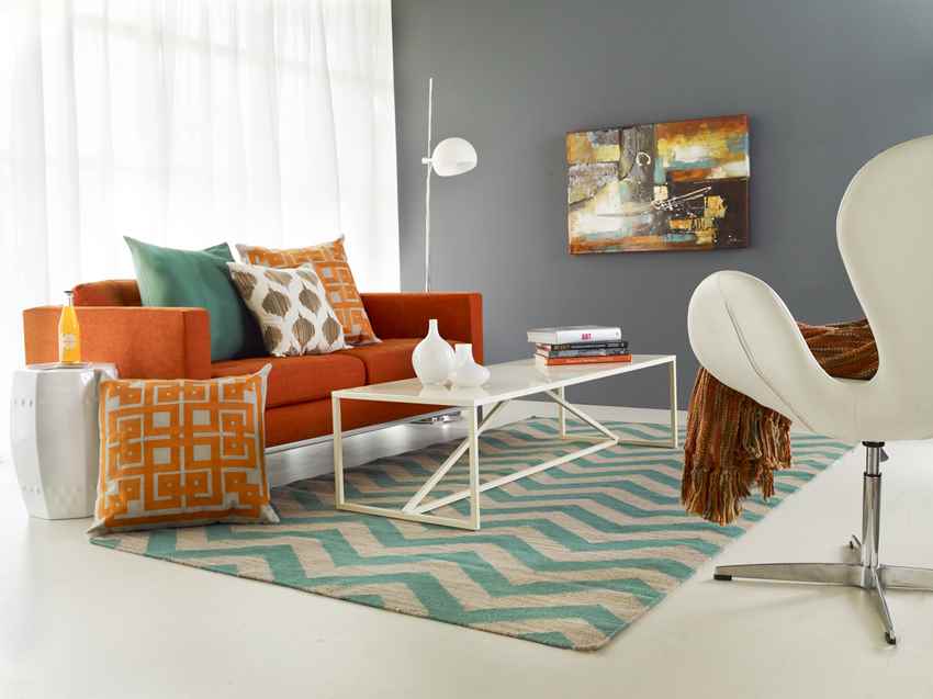 Escondido Modern Teal/White Area Rug
