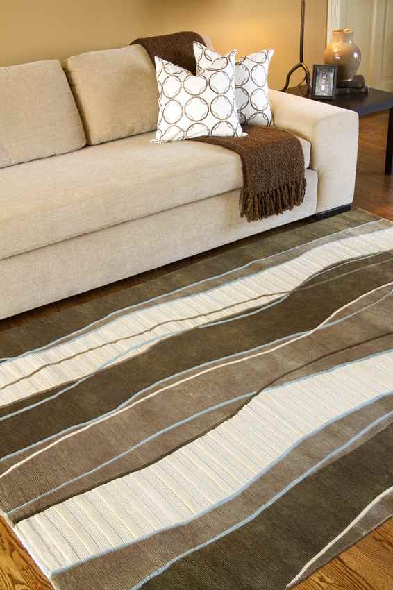 Harrell Modern Cream/Brown Area Rug