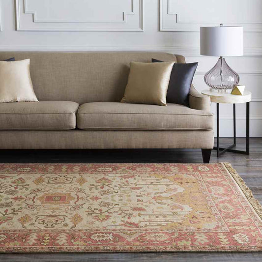 Hindsville Traditional Camel/Dark Red Area Rug