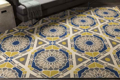 Ignacio Modern Blue/Yellow/Gray Area Rug