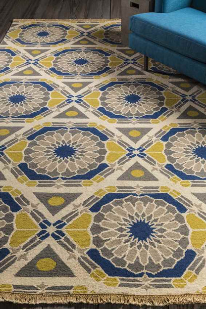 Ignacio Modern Blue/Yellow/Gray Area Rug