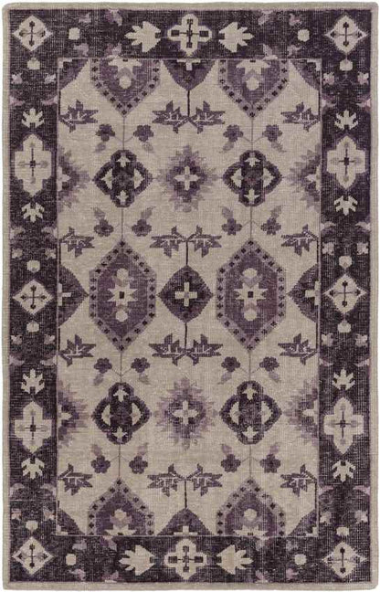 Plainville Traditional Eggplant/Beige Area Rug