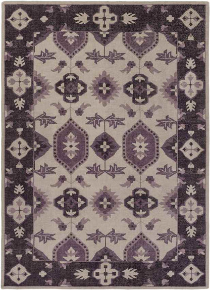 Plainville Traditional Eggplant/Beige Area Rug