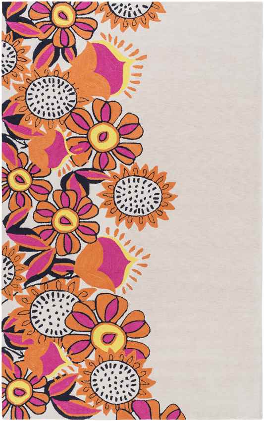 Senoia Modern Ivory/Bright Orange Area Rug