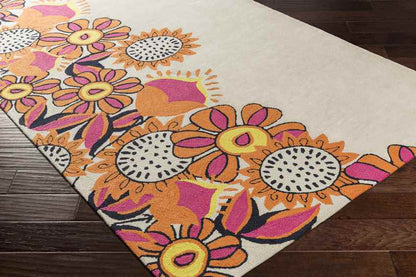 Senoia Modern Ivory/Bright Orange Area Rug