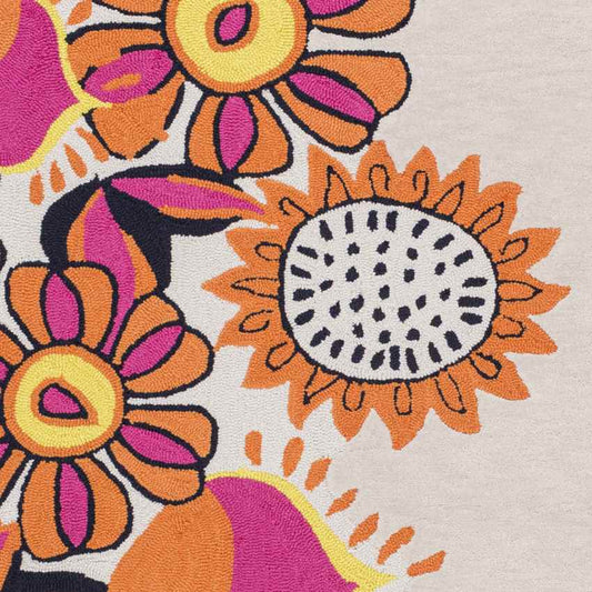 Senoia Modern Ivory/Bright Orange Area Rug