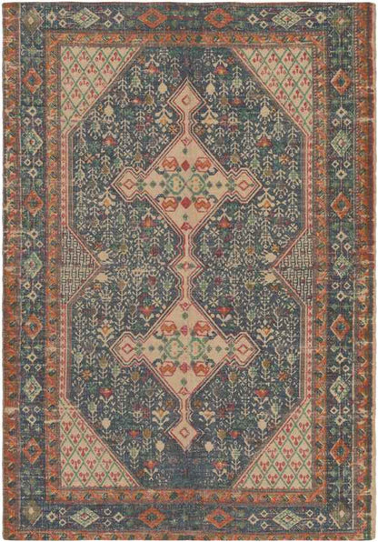 Shafter Traditional Khaki/Dark Blue/Orange Area Rug