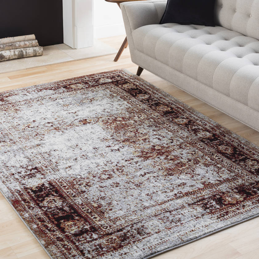 Darek Traditional Burgandy/Ivory Area Rug