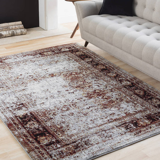 Darek Traditional Burgandy/Ivory Area Rug