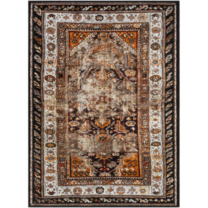 Tontitown Traditional Orange/Black Area Rug