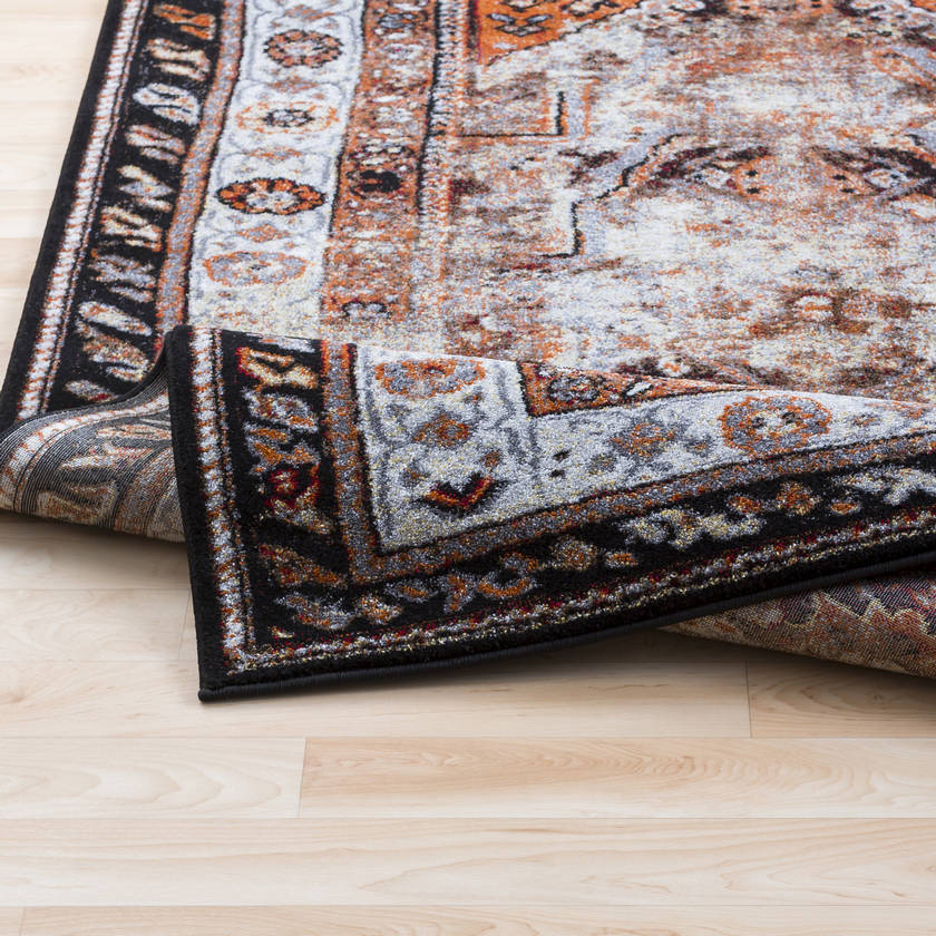 Tontitown Traditional Orange/Black Area Rug