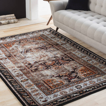 Tontitown Traditional Orange/Black Area Rug