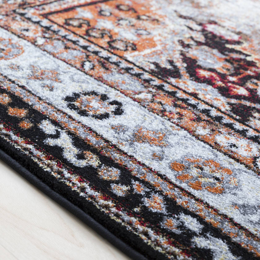 Tontitown Traditional Orange/Black Area Rug