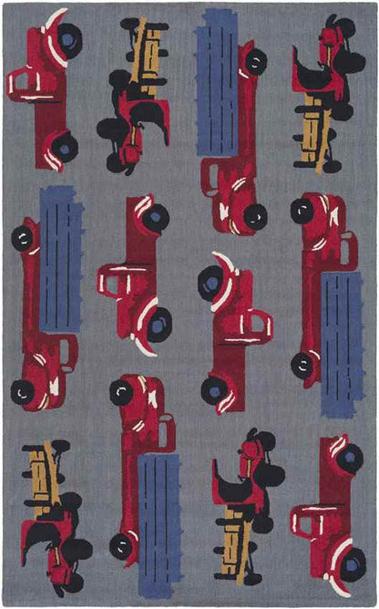 Tuskegee Modern Gray/Red/Blue Area Rug