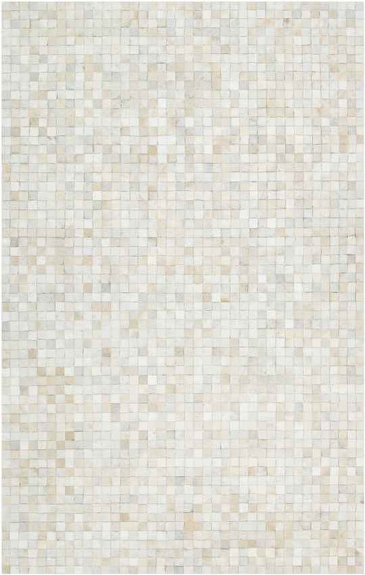 Geras Hide Leather and Fur Ivory Area Rug