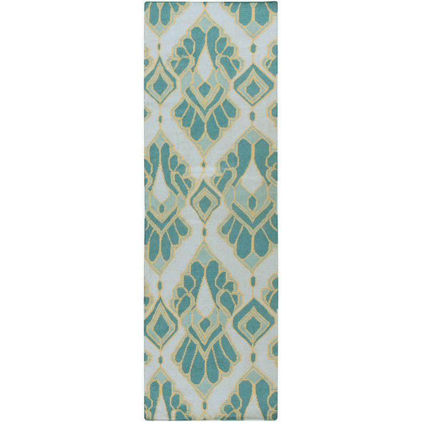 Adeline Global Teal Area Rug