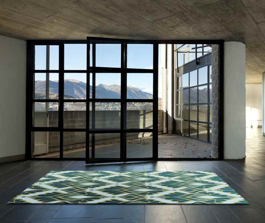 Adeline Global Teal Area Rug