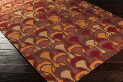 Aledo Modern Dark Red/Bright Orange Area Rug