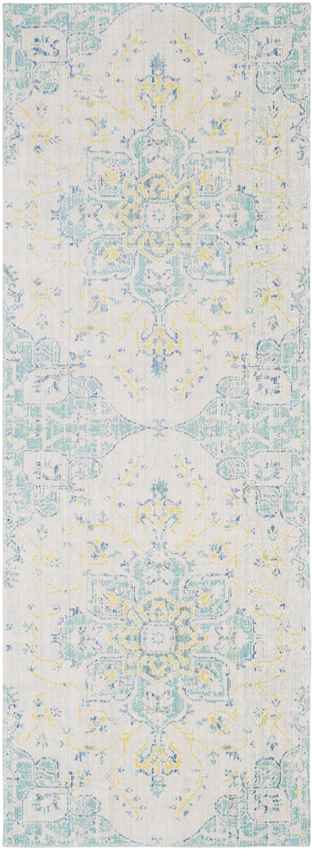 Wokingham Traditional Aqua/Bright Yellow Area Rug