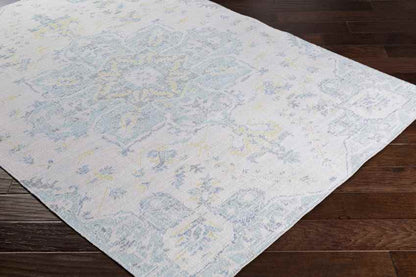 Wokingham Traditional Aqua/Bright Yellow Area Rug