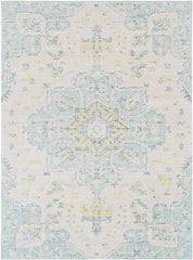 Wokingham Traditional Aqua/Bright Yellow Area Rug