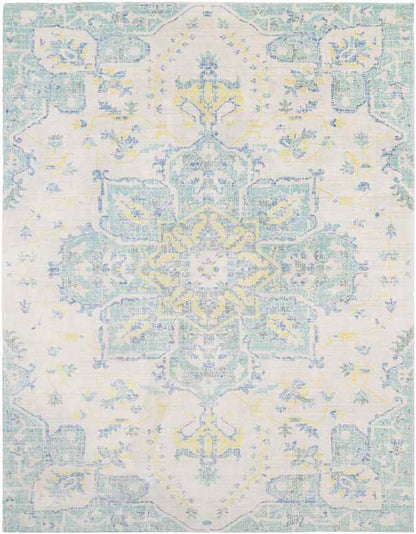 Wokingham Traditional Aqua/Bright Yellow Area Rug