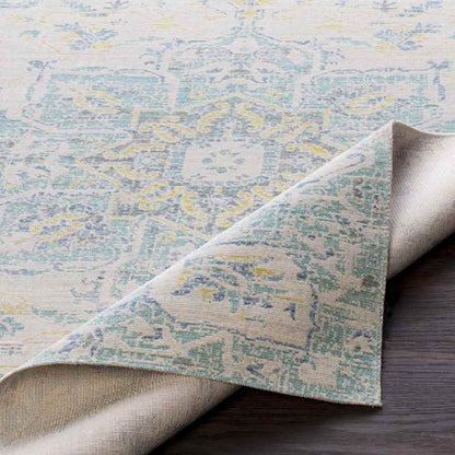 Wokingham Traditional Aqua/Bright Yellow Area Rug