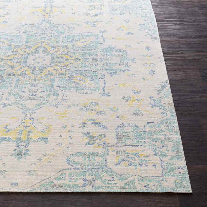Wokingham Traditional Aqua/Bright Yellow Area Rug
