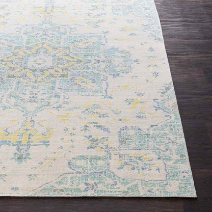 Wokingham Traditional Aqua/Bright Yellow Area Rug