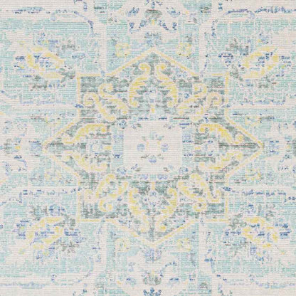 Wokingham Traditional Aqua/Bright Yellow Area Rug