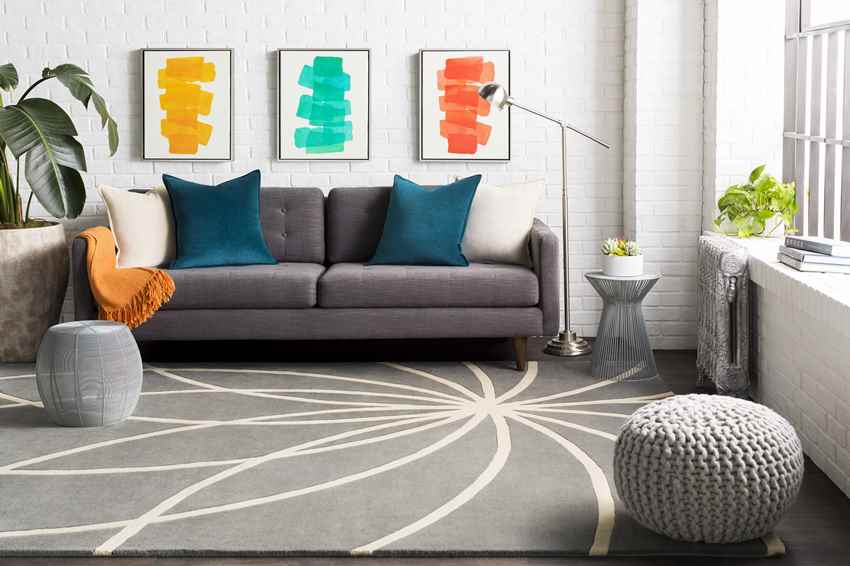 Falher Modern Gray/Cream Area Rug