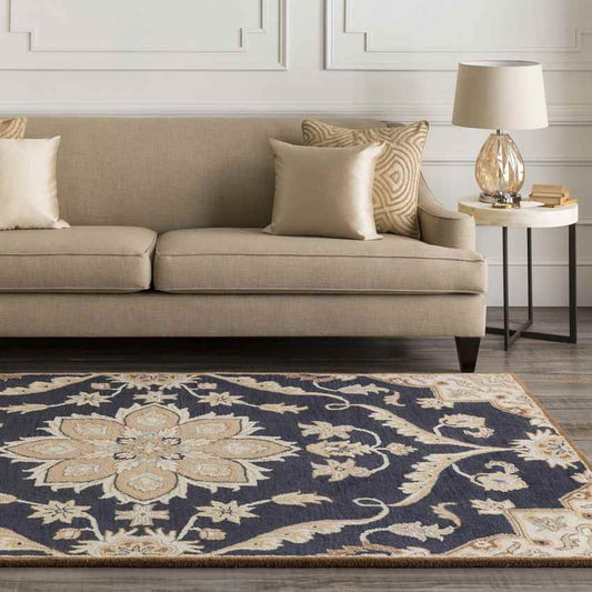 Carman Traditional Navy Area Rug